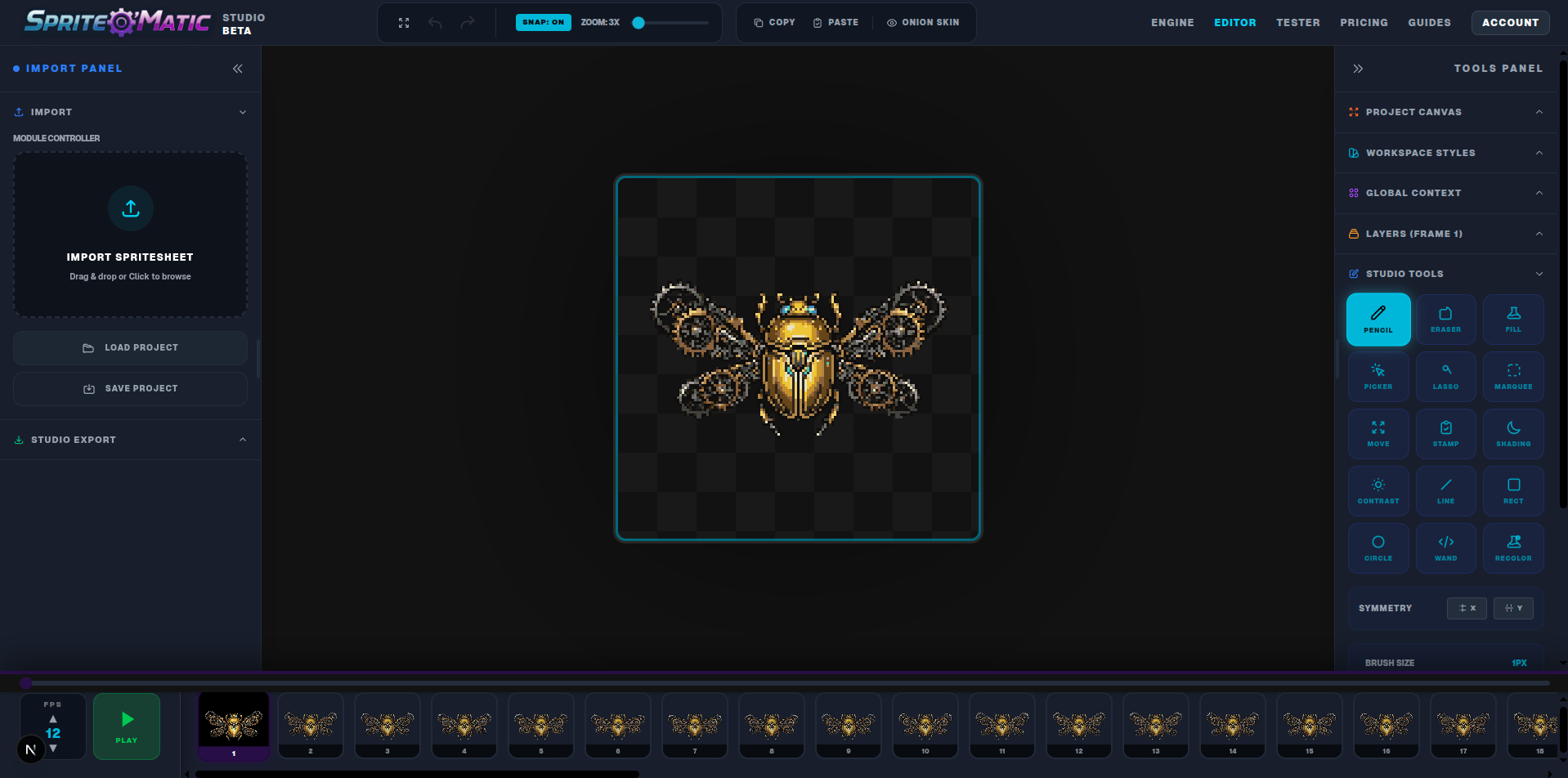 Free online pixel art sprite editor interface