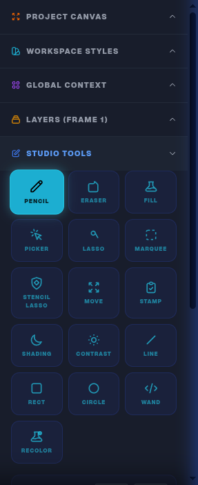Studio Editor right sidebar Refinements panel displaying the Erase Color and Outline Erase tools